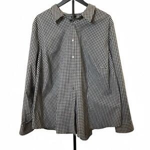 Talbots Black and White Plaid Shirt gingham checkered button down